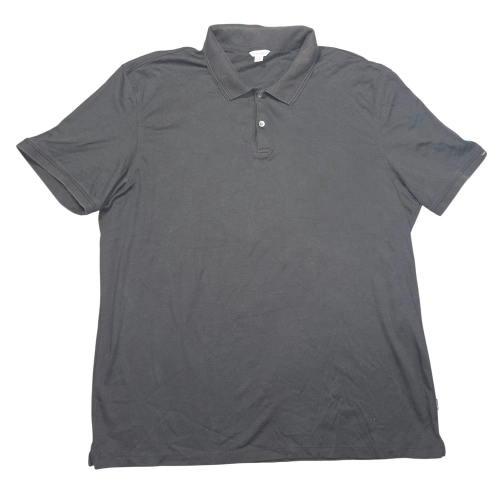 Calvin Klein Mens XXL Black Liquid Cotton Short Sleeve Polo Shirt PC728 Classic